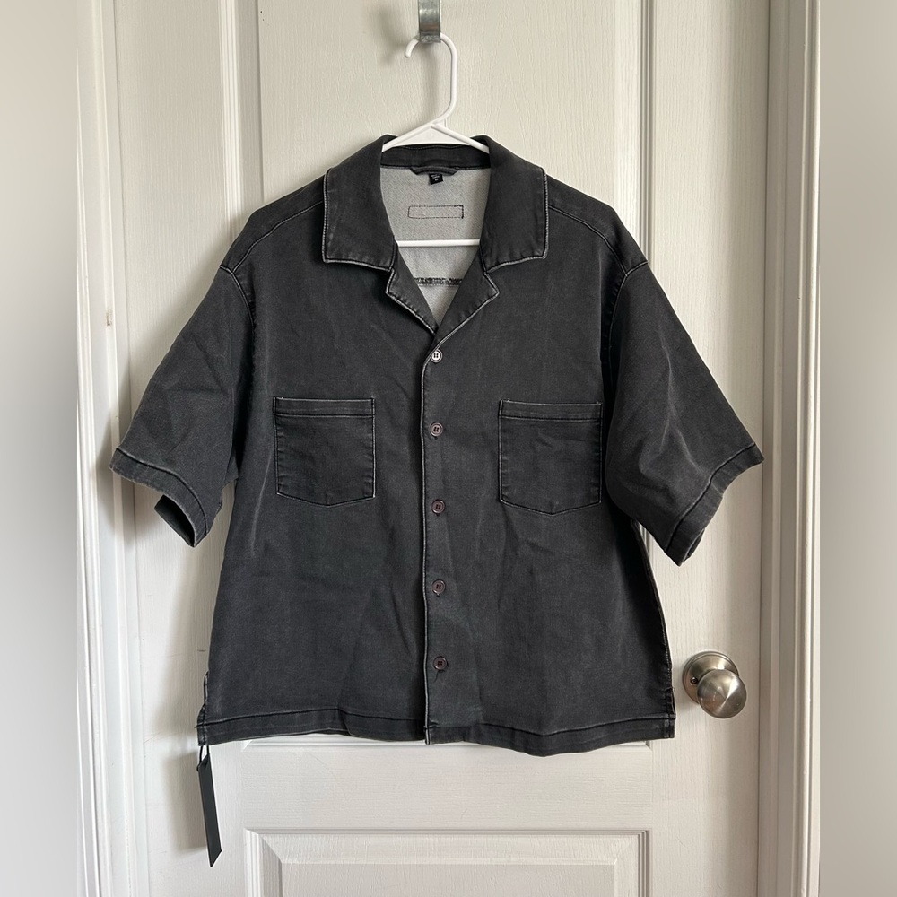 Ananke NEW Sz M Men’s Dark Gray Button Shirt Short Sleeve